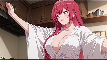 Anak Tiri Pulang Cepet, Lihat Istri Bokap Masak Pake Baju Tipis Doang. Kureha Enomoto Cosplay Mesum Bikinan Ai.